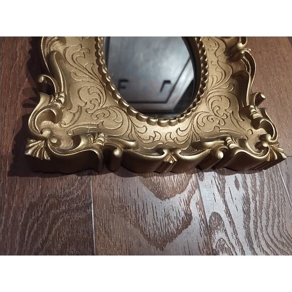 Vintage Small Gold Ornate Baroque Hollywood Regency Wall Mirror Frame rectangle - Picture 2 of 5